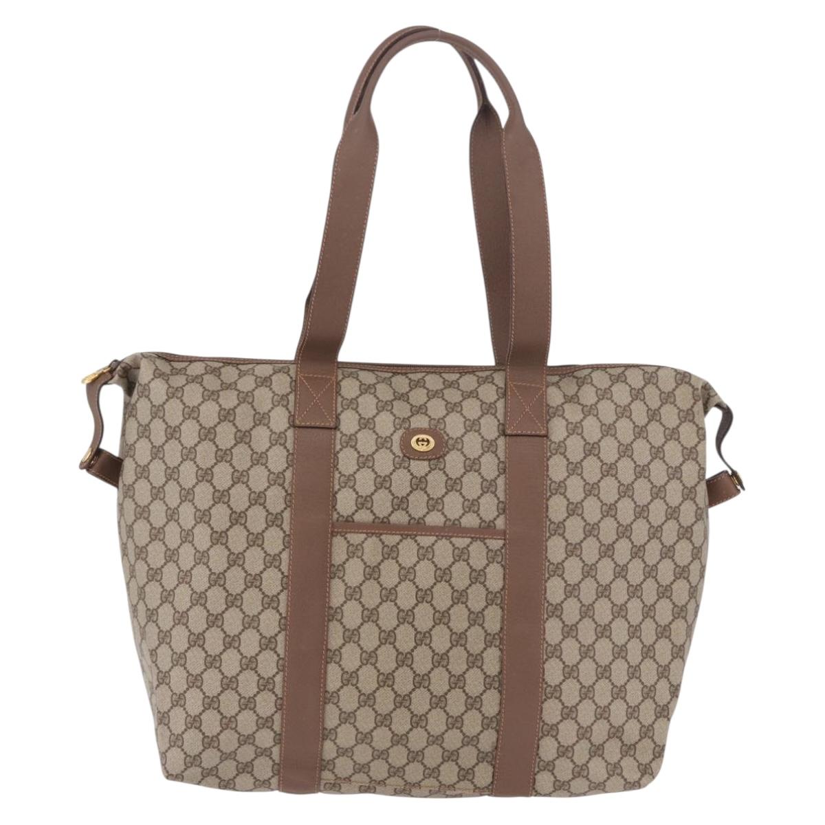 GUCCI GG Supreme Boston Bag PVC Beige Gold 012 1095 6080 Auth 188557