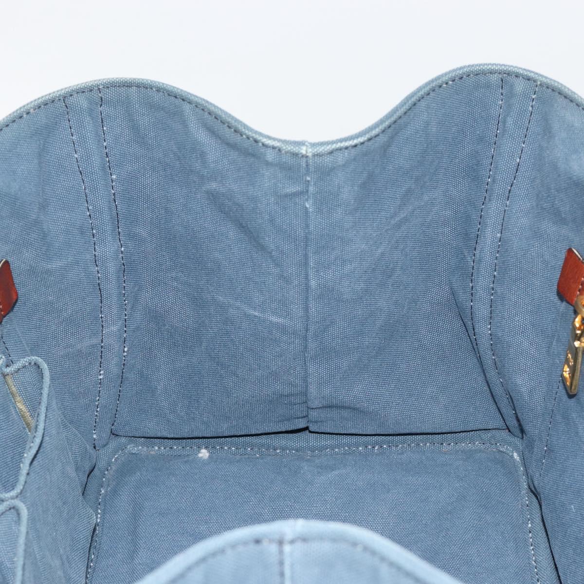 PRADA Canapa MM Hand Bag Canvas Blue Auth 188558
