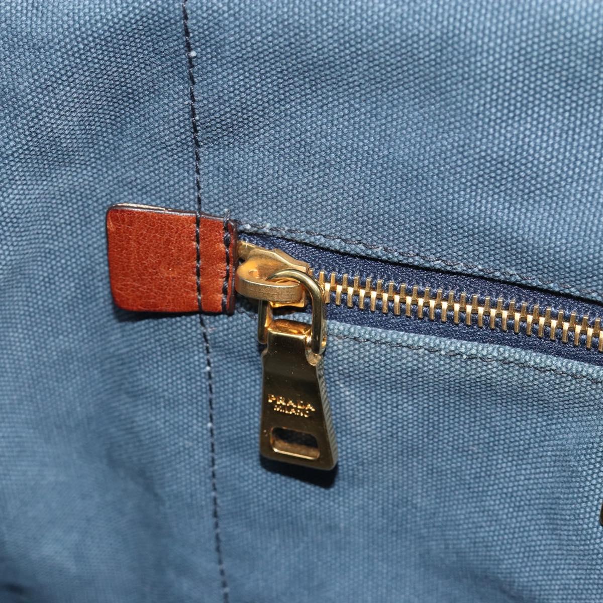 PRADA Canapa MM Hand Bag Canvas Blue Auth 188558