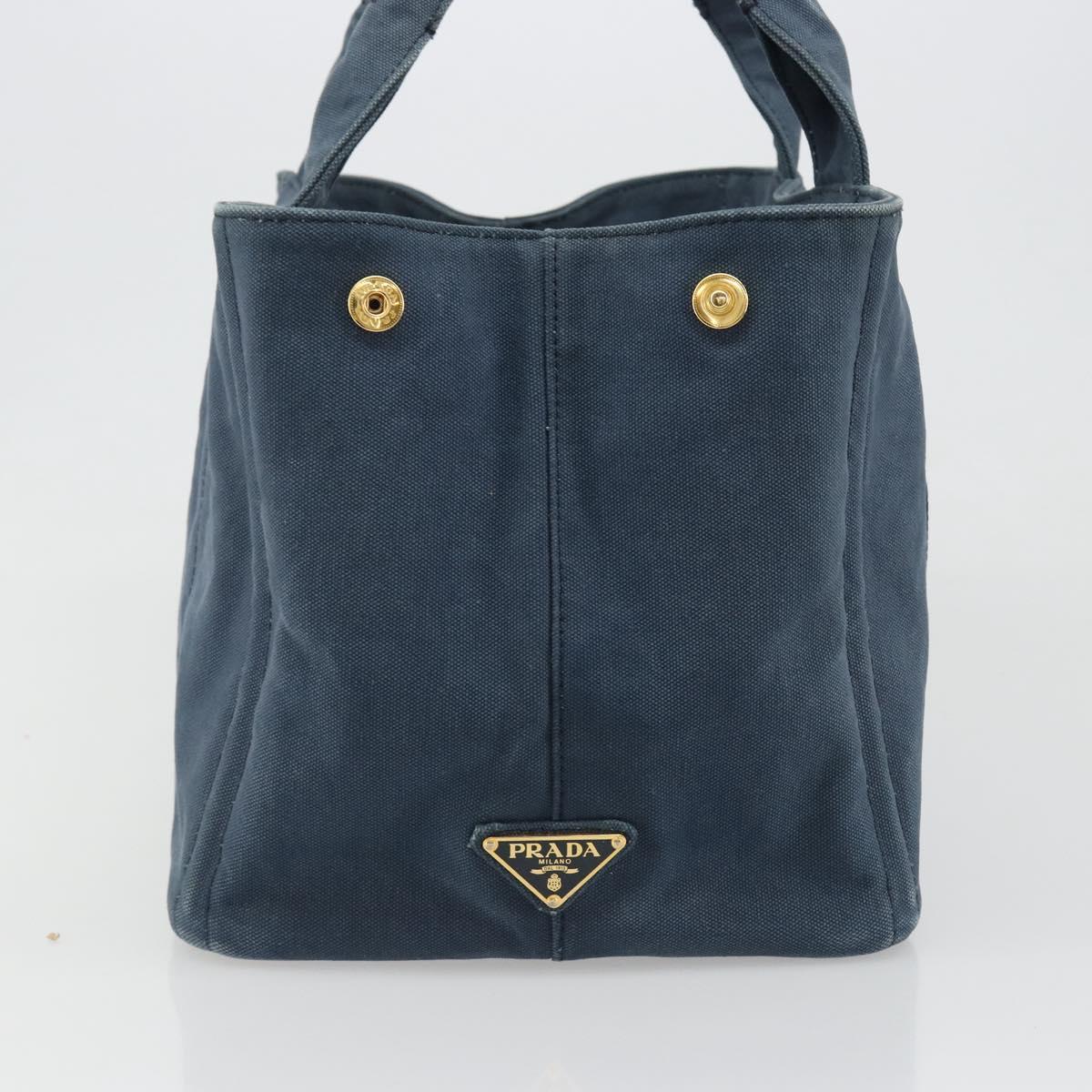 PRADA Canapa MM Hand Bag Canvas Blue Auth 188558