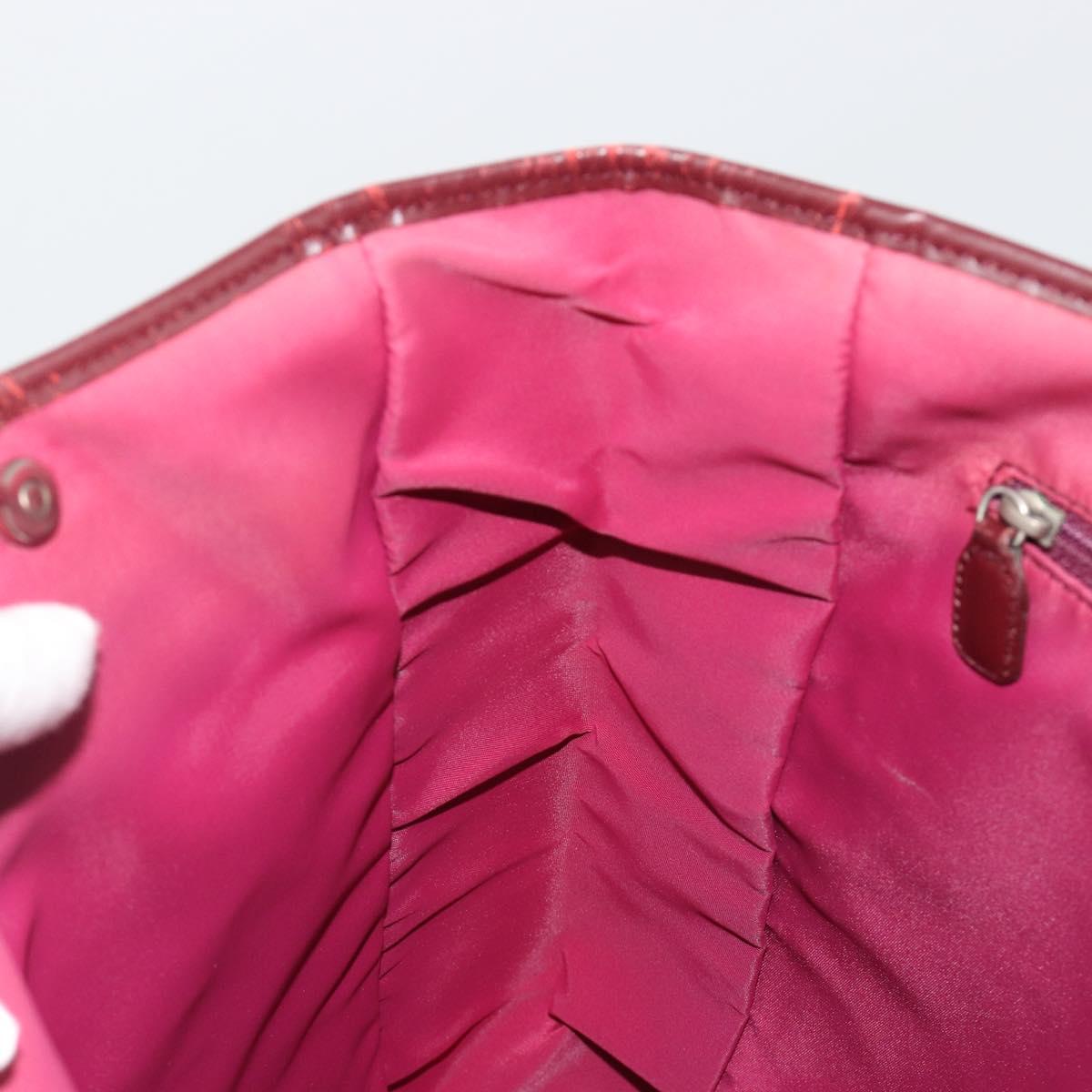 Christian Dior Trotter Canvas Tote Bag Red Silver Auth 188560