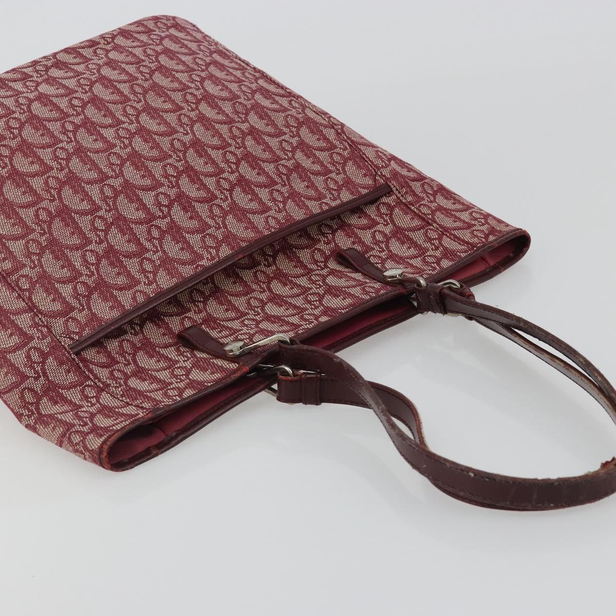 Christian Dior Trotter Canvas Tote Bag Red Silver Auth 188560