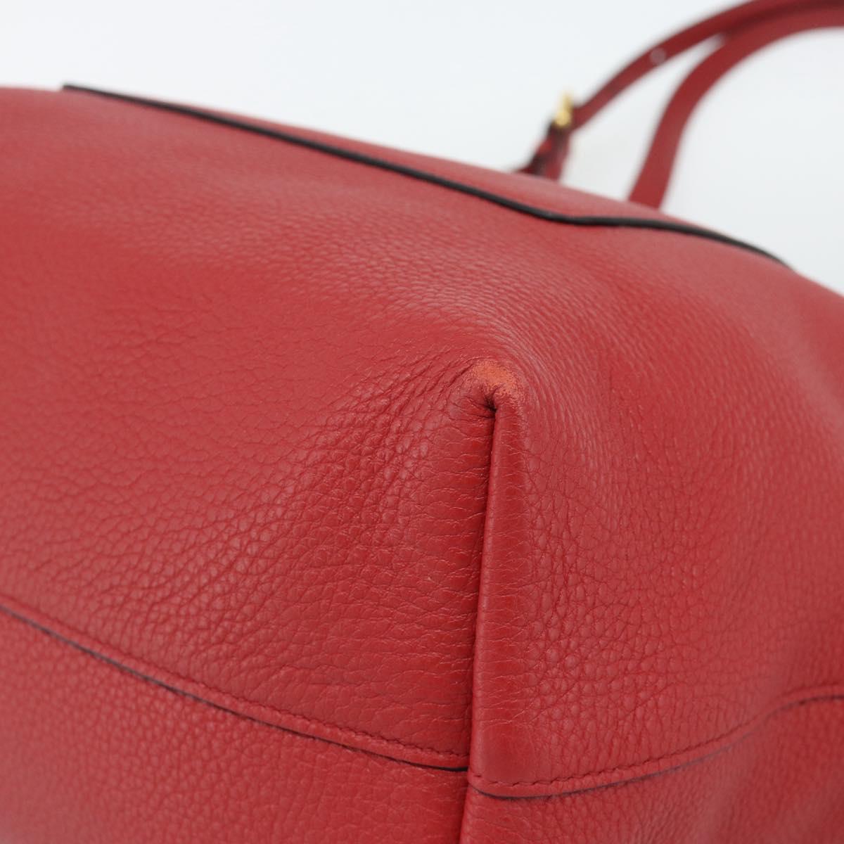 PRADA Tote Bag Leather Red Auth 188562A