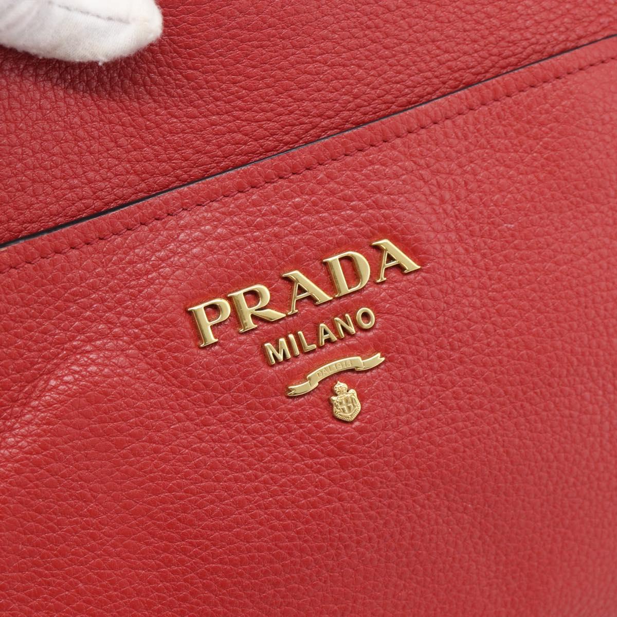 PRADA Tote Bag Leather Red Auth 188562A
