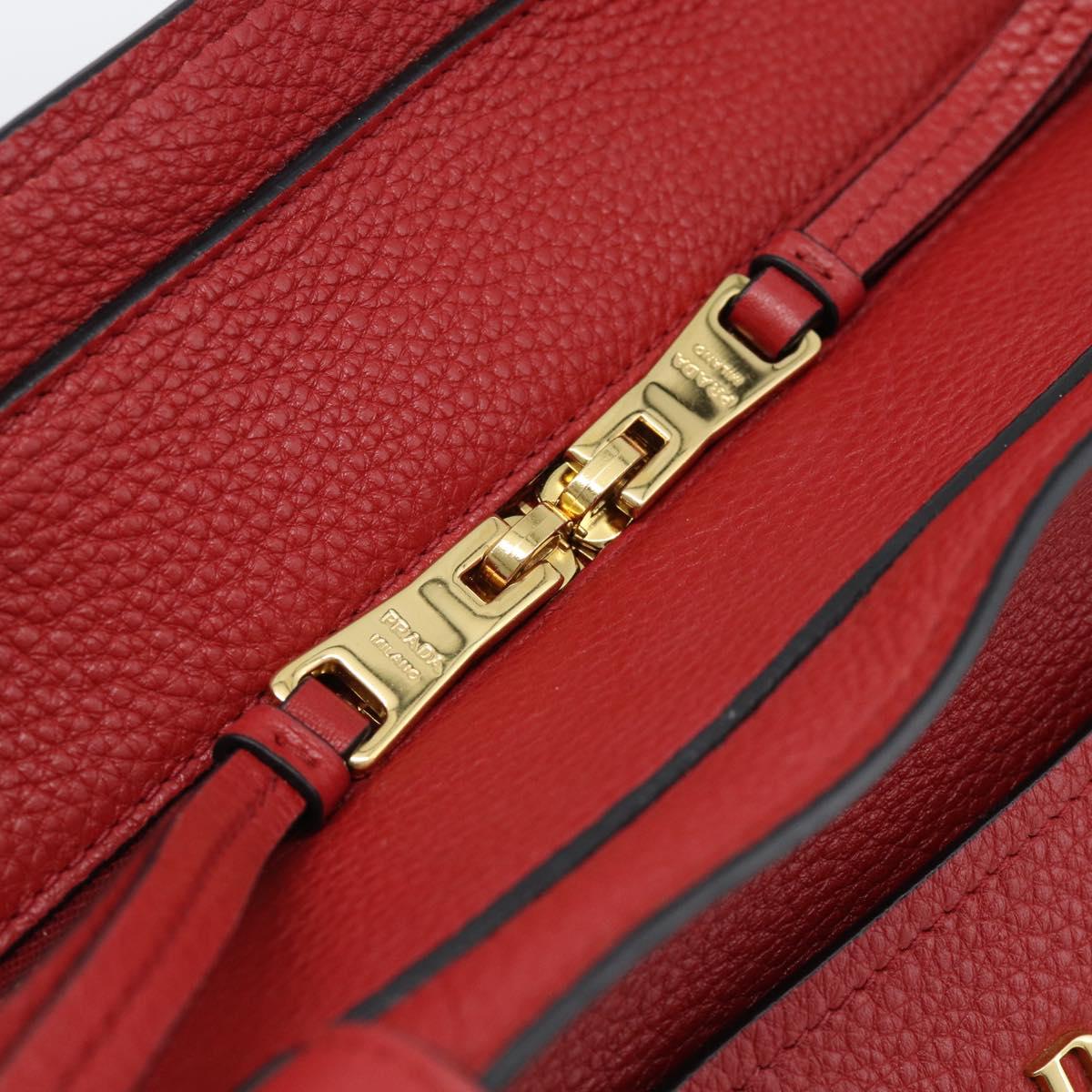 PRADA Tote Bag Leather Red Auth 188562A