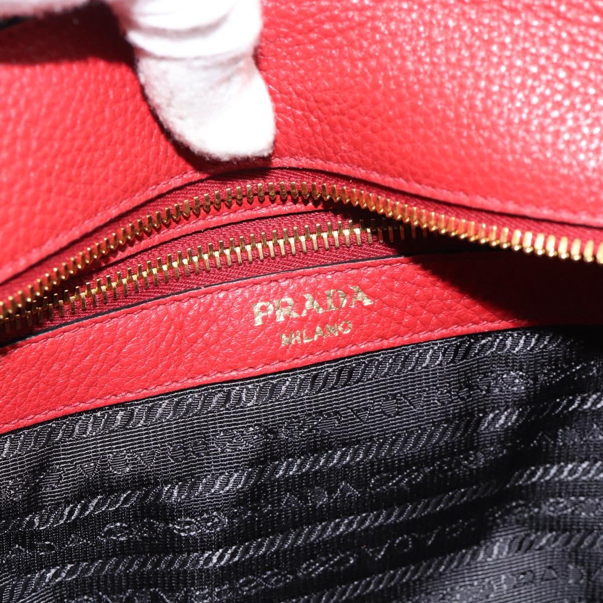 PRADA Tote Bag Leather Red Auth 188562A