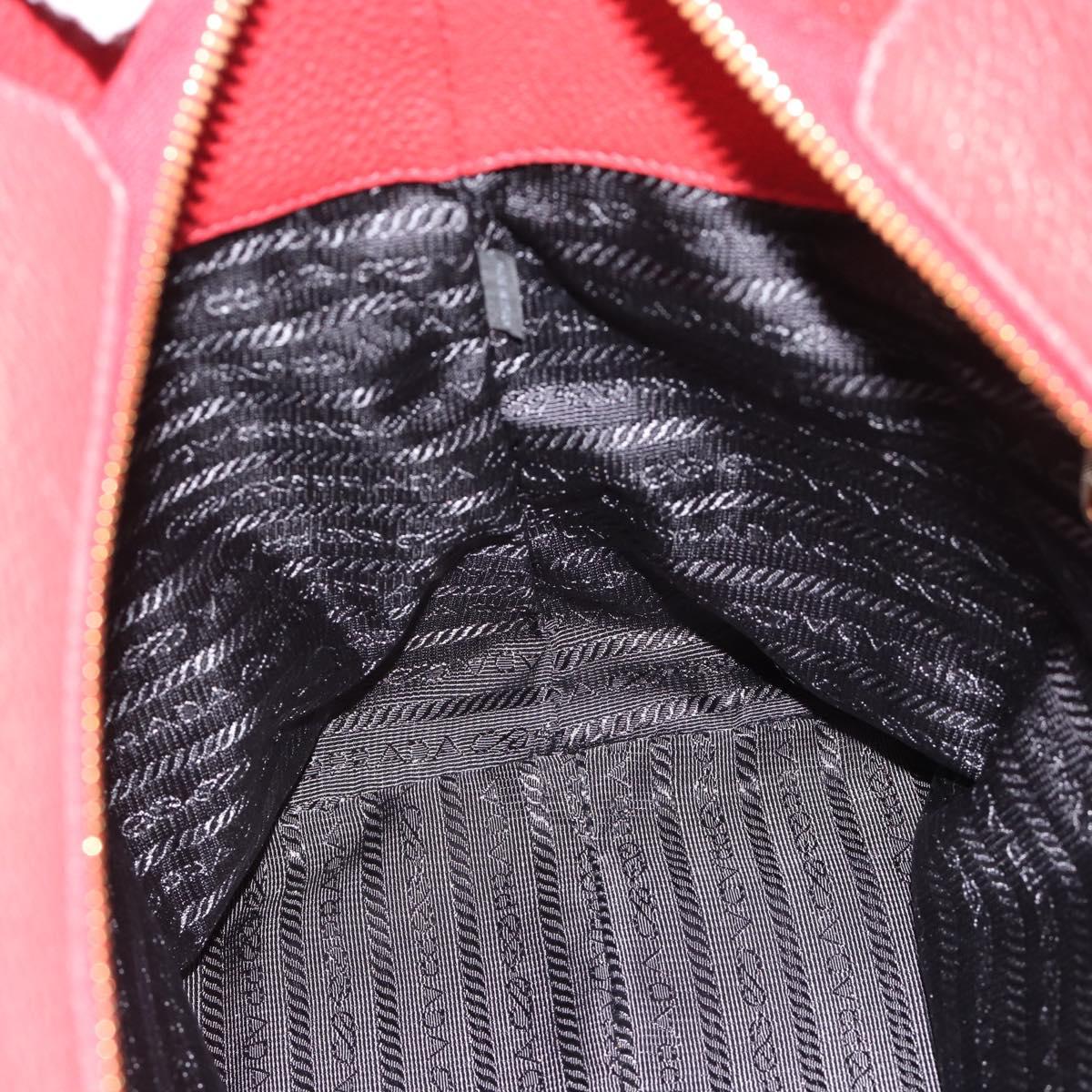 PRADA Tote Bag Leather Red Auth 188562A