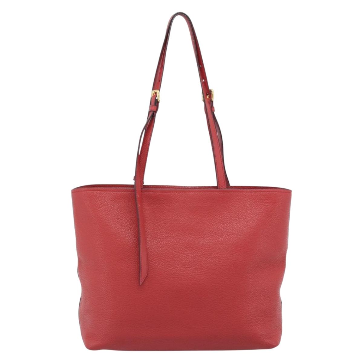 PRADA Tote Bag Leather Red Auth 188562A