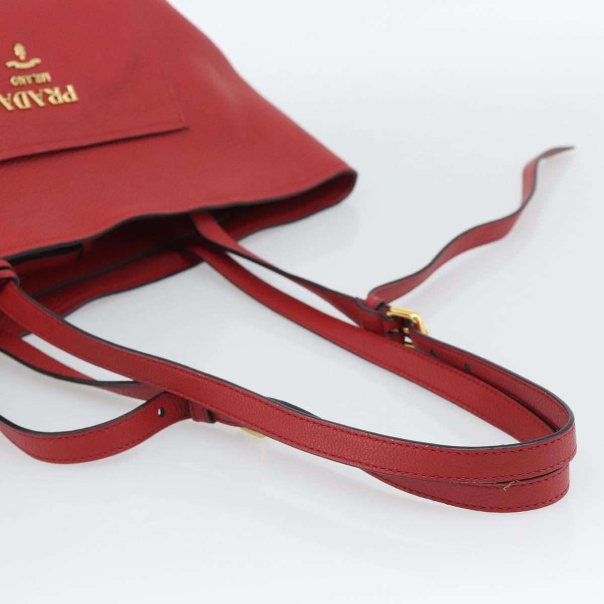 PRADA Tote Bag Leather Red Auth 188562A