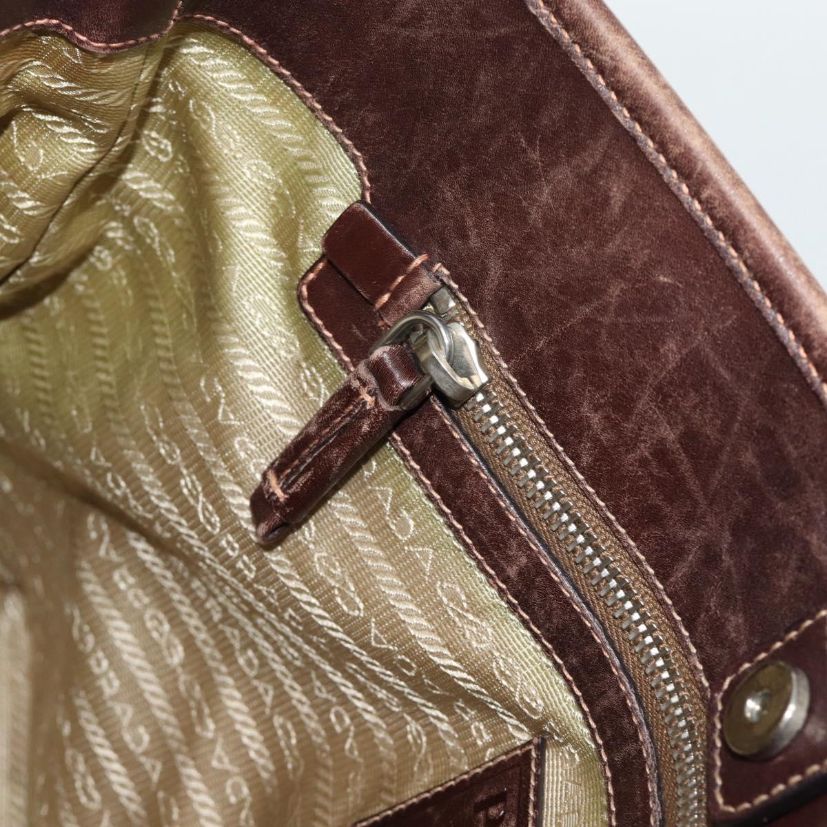 PRADA Hand Bag Canvas Beige Silver Auth 188564