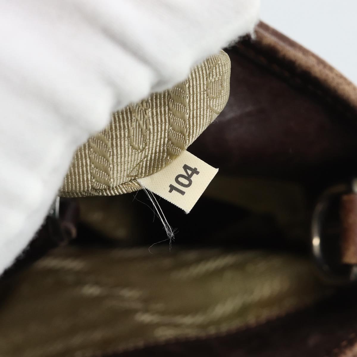 PRADA Hand Bag Canvas Beige Silver Auth 188564