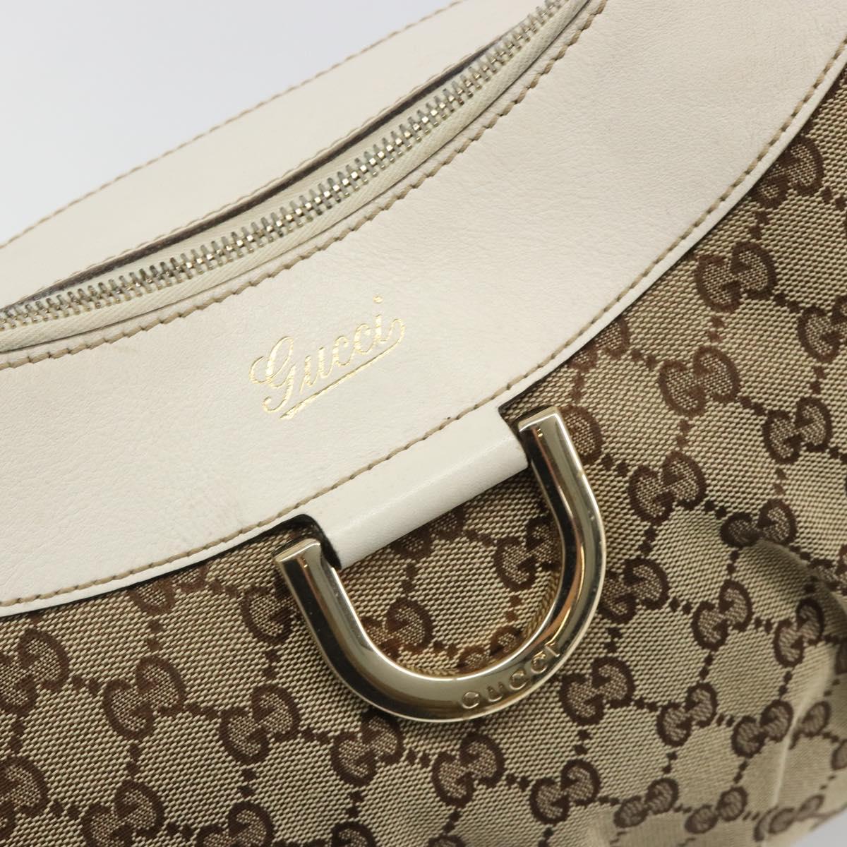 GUCCI GG Canvas Abbey Hand Bag Beige Gold Auth 188567A