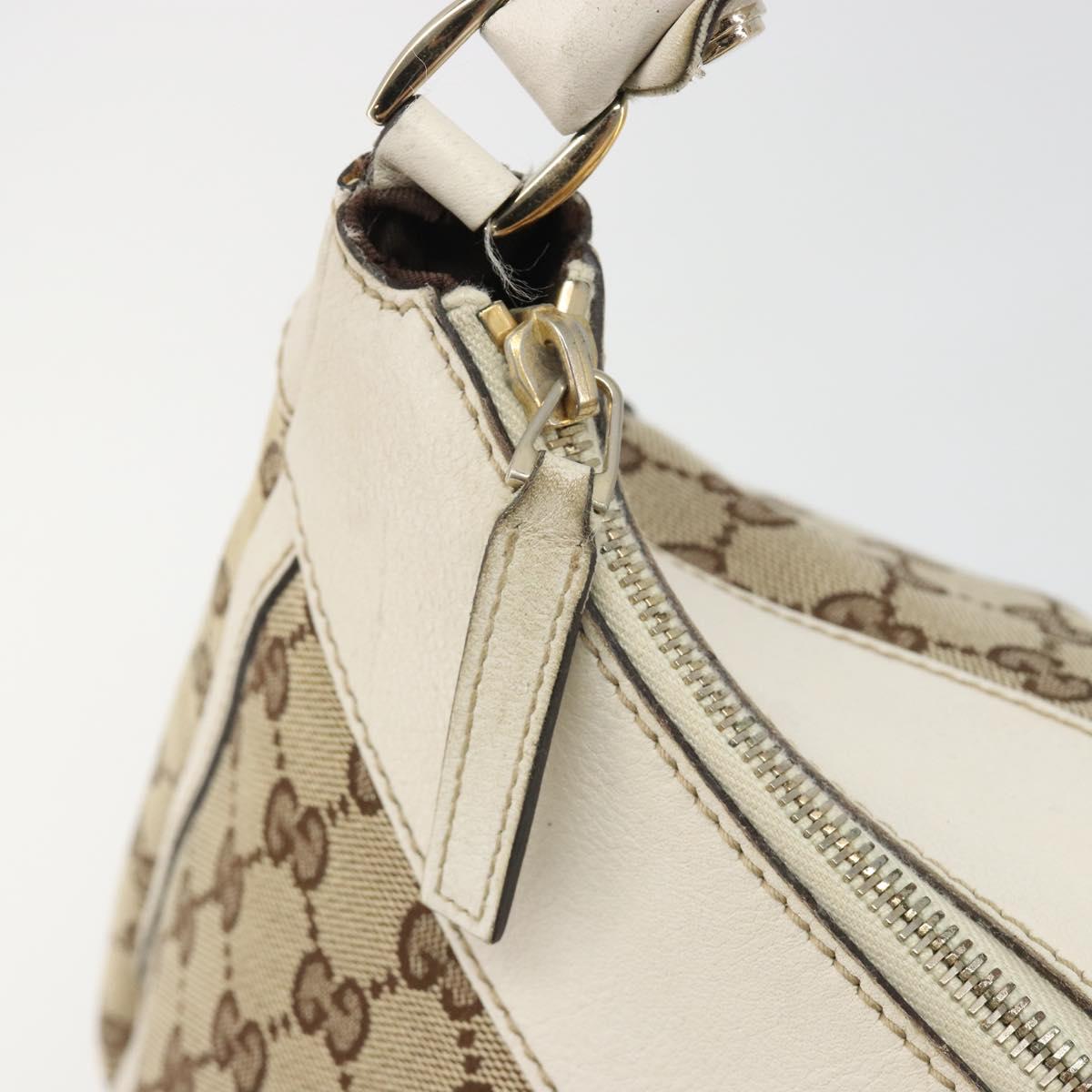 GUCCI GG Canvas Abbey Hand Bag Beige Gold Auth 188567A