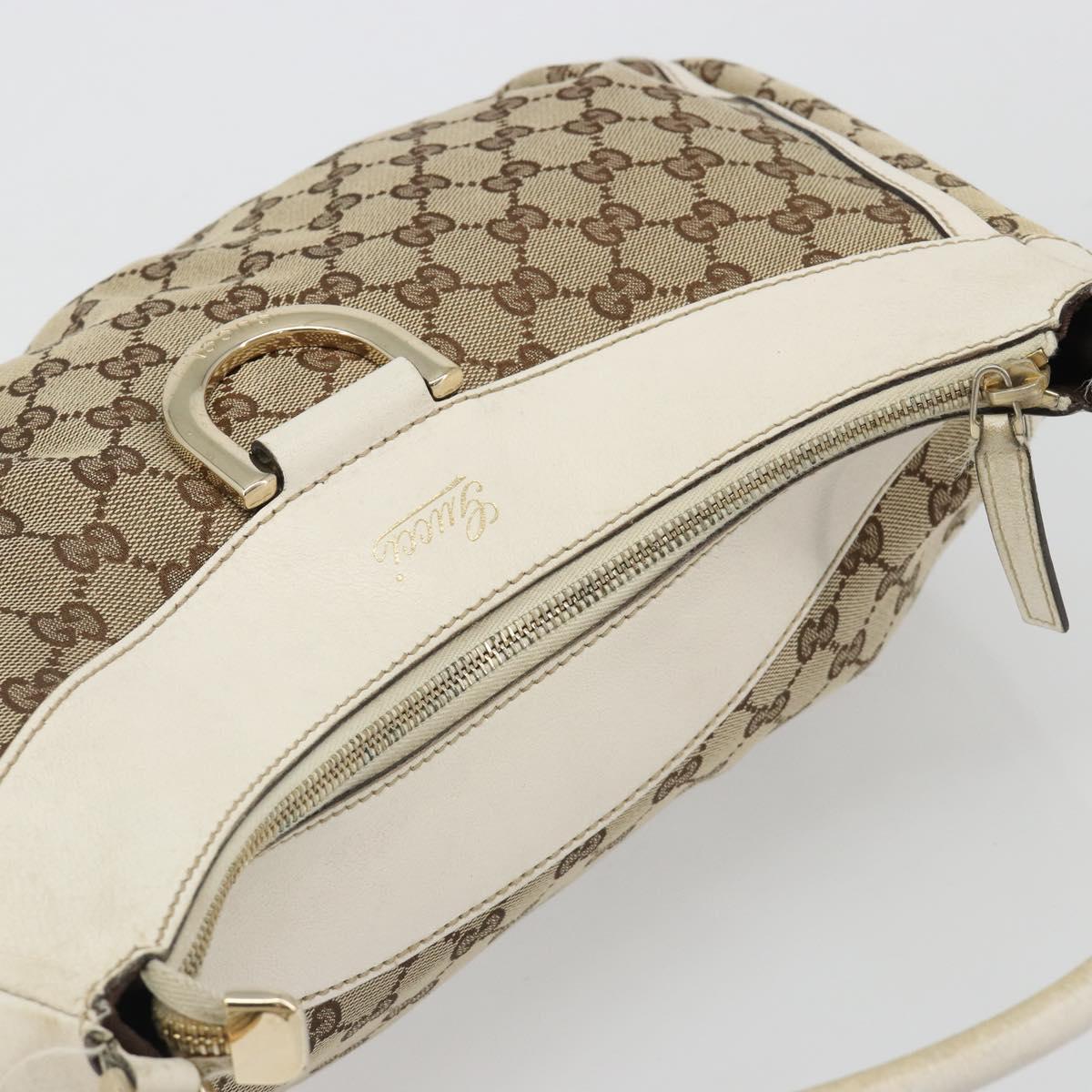 GUCCI GG Canvas Abbey Hand Bag Beige Gold Auth 188567A