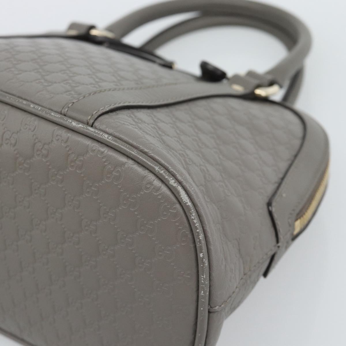 GUCCI Micro GG Canvas Guccissima Hand Bag Leather Gray Gold 449654 Auth 188568A