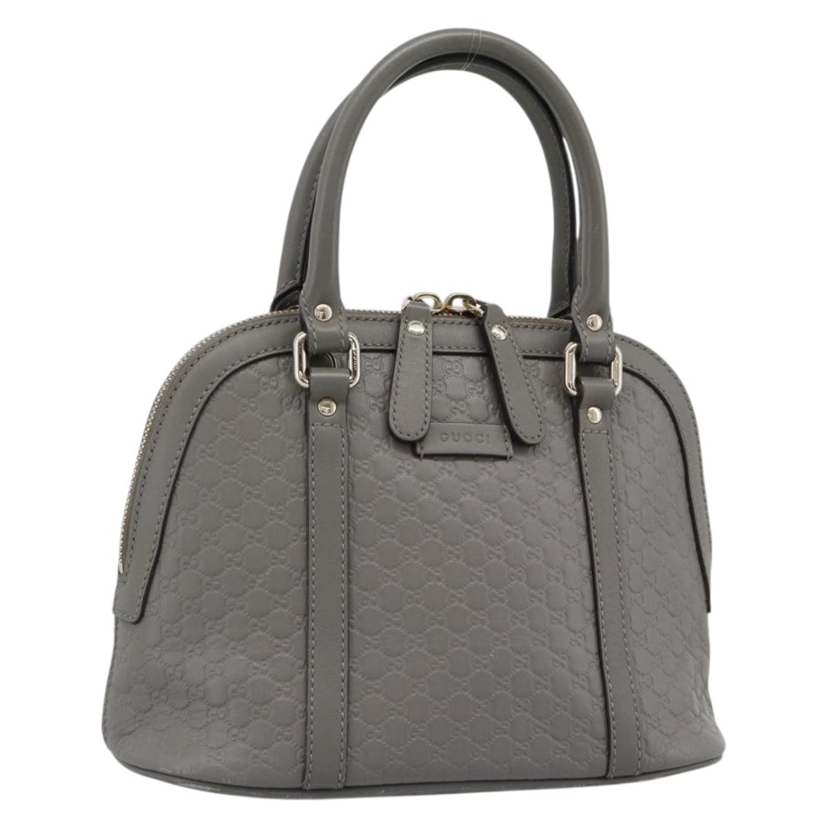 GUCCI Micro GG Canvas Guccissima Hand Bag Leather Gray Gold 449654 Auth 188568A