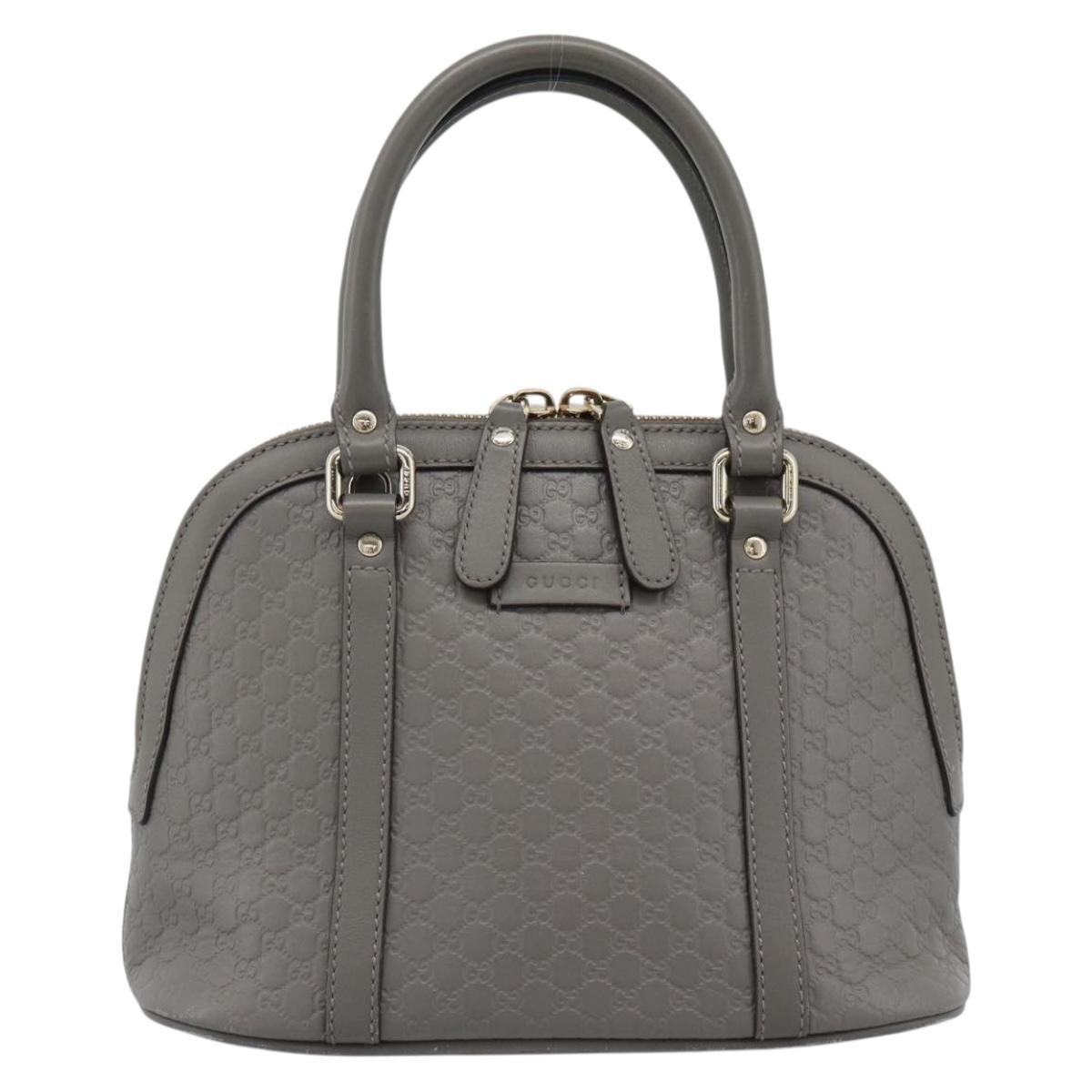 GUCCI Micro GG Canvas Guccissima Hand Bag Leather Gray Gold 449654 Auth 188568A
