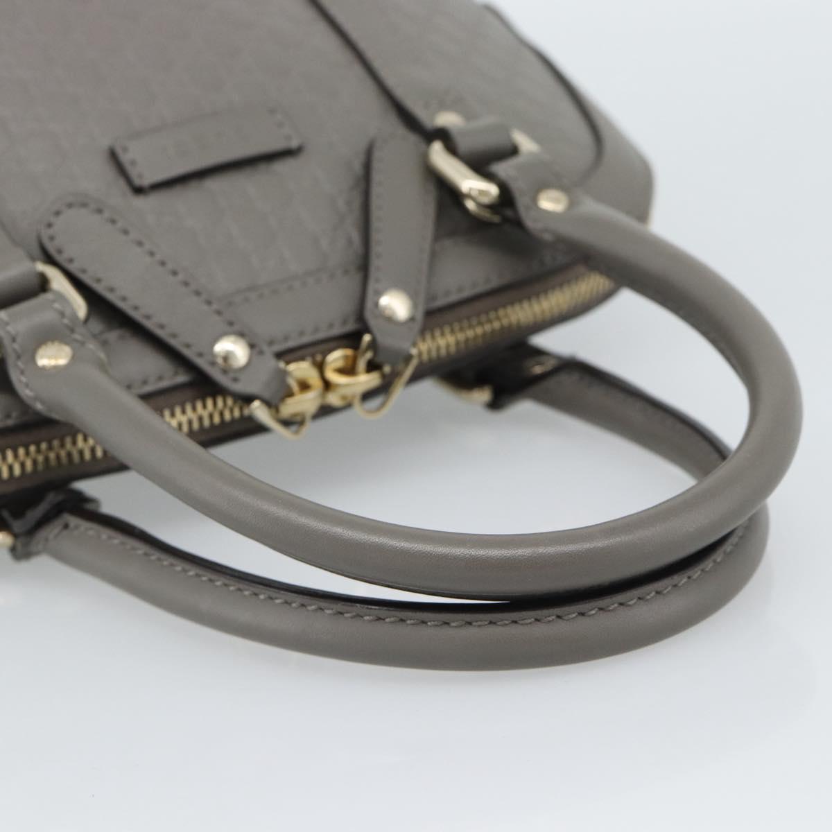 GUCCI Micro GG Canvas Guccissima Hand Bag Leather Gray Gold 449654 Auth 188568A