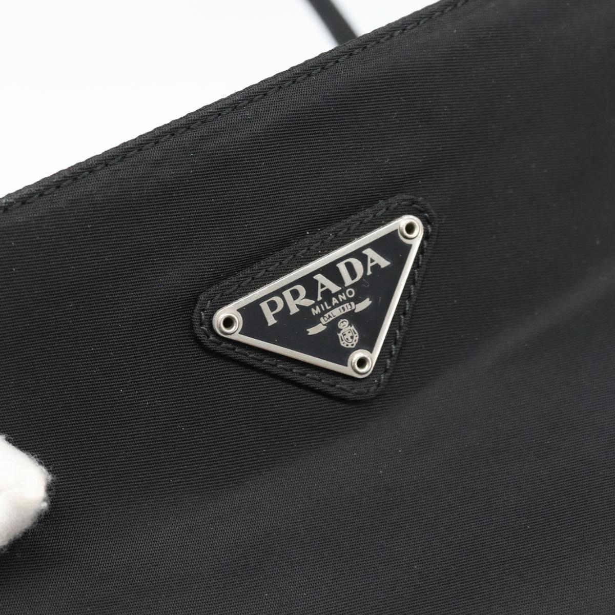 PRADA Hand Bag Nylon Black Silver Auth 188572