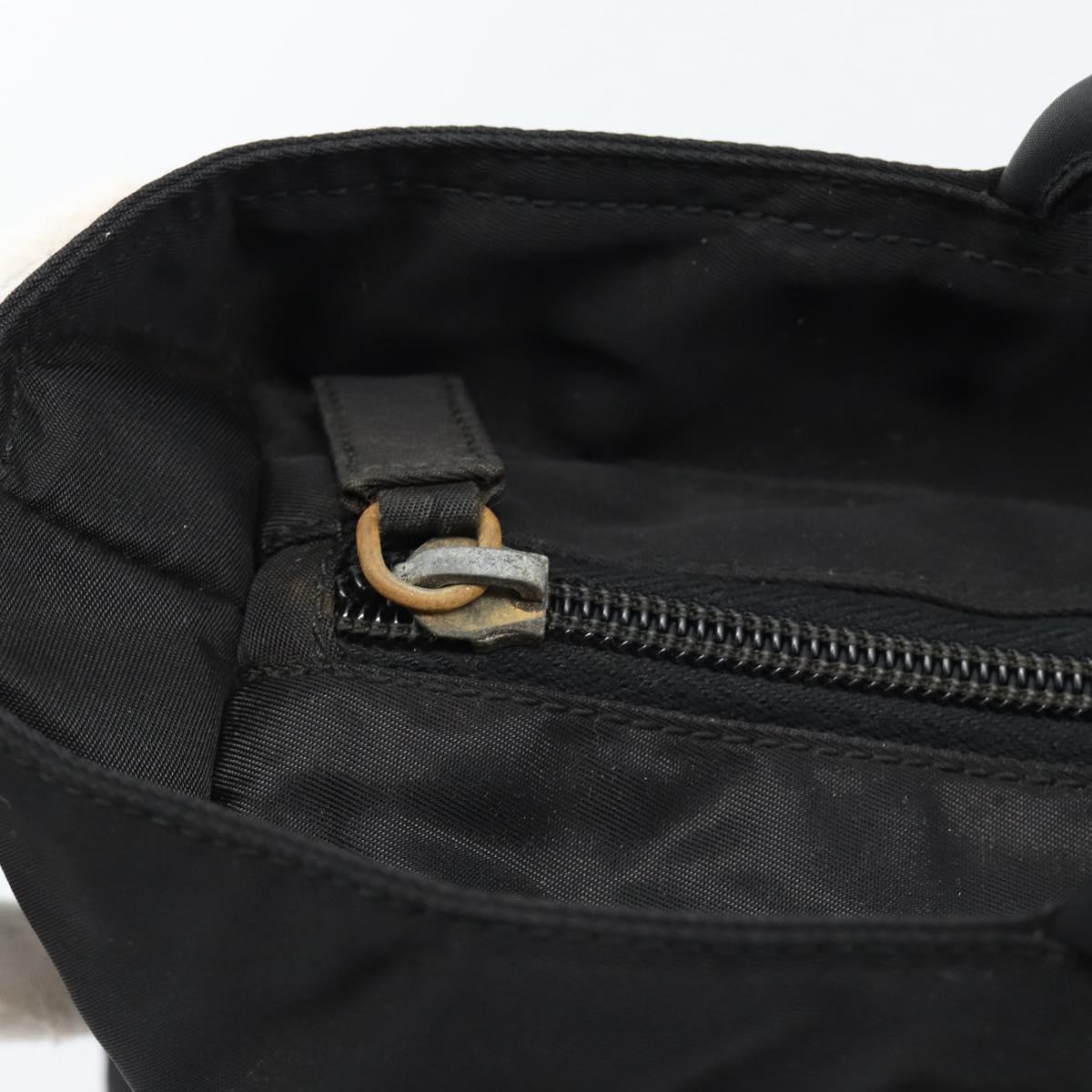 PRADA Hand Bag Nylon Black Silver Auth 188572