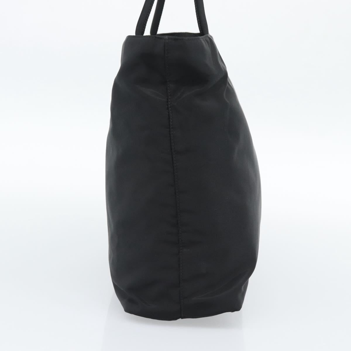 PRADA Hand Bag Nylon Black Silver Auth 188572