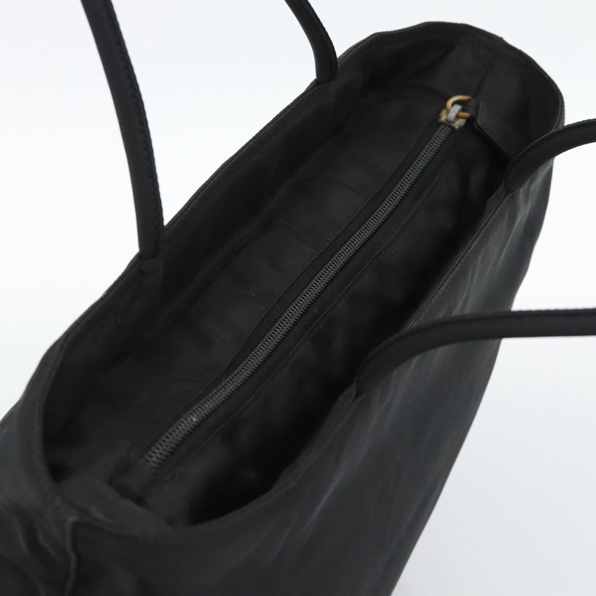 PRADA Hand Bag Nylon Black Silver Auth 188572