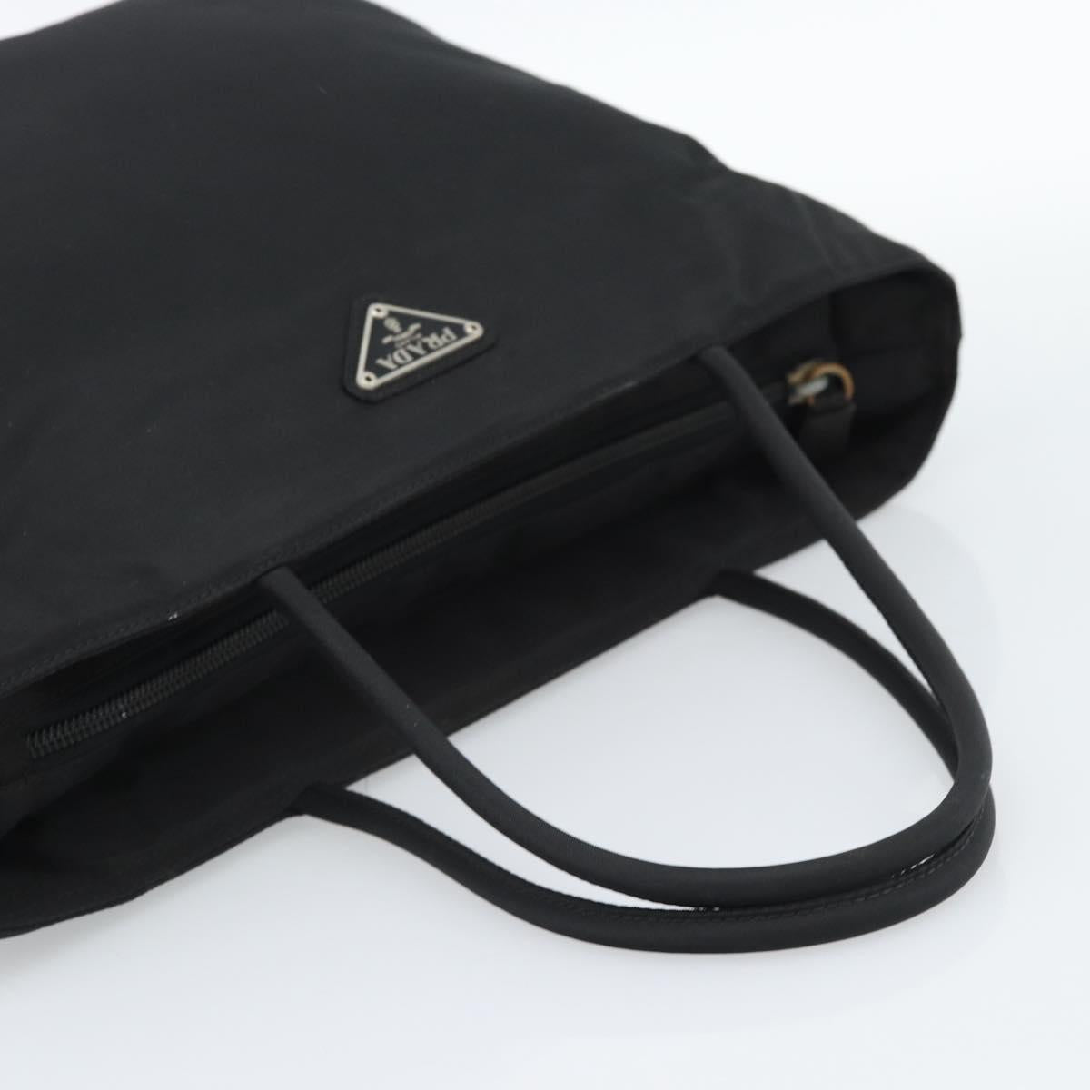 PRADA Hand Bag Nylon Black Silver Auth 188572