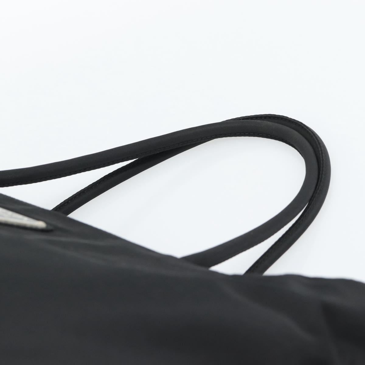 PRADA Hand Bag Nylon Black Silver Auth 188572
