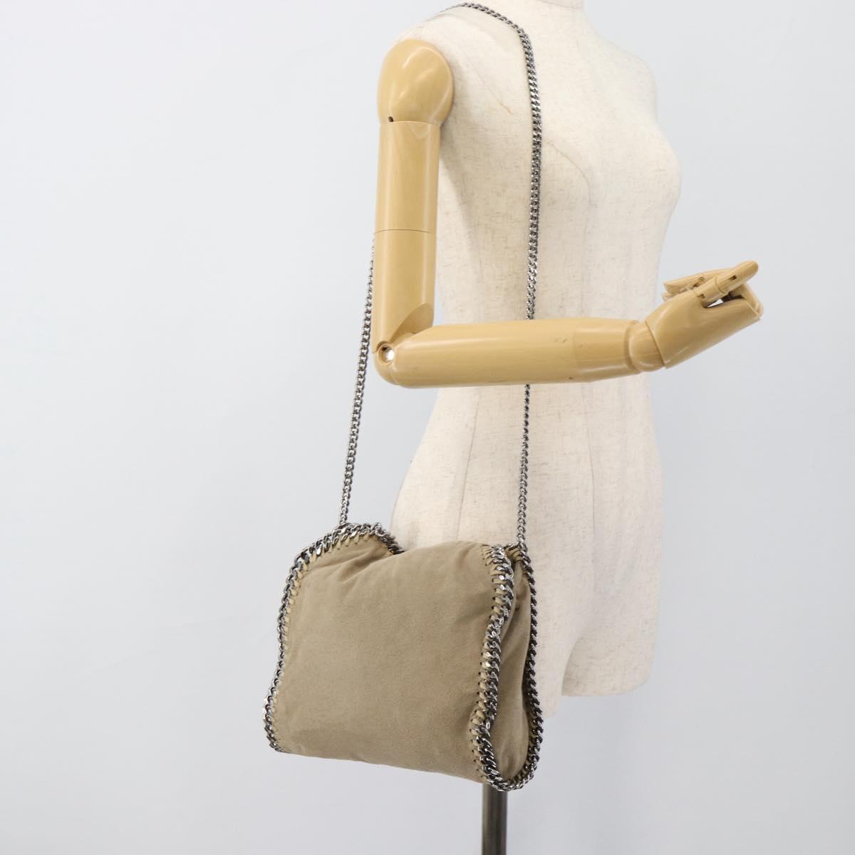 Stella MacCartney Chain Falabella Shoulder Bag polyester Beige Auth 188574A