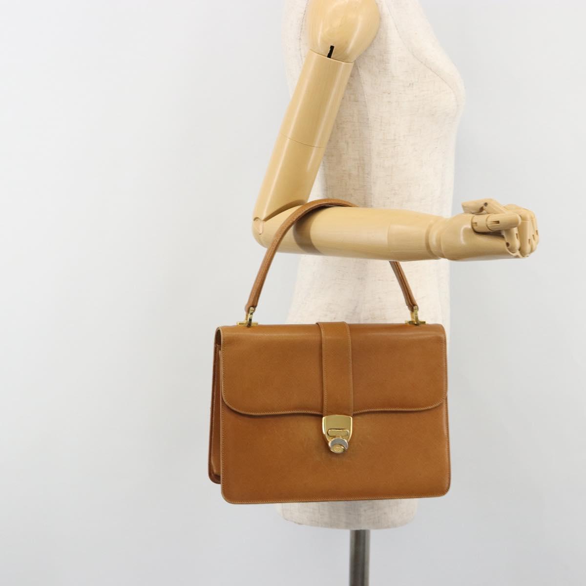 GUCCI Hand Bag Leather Beige Gold Auth 188578
