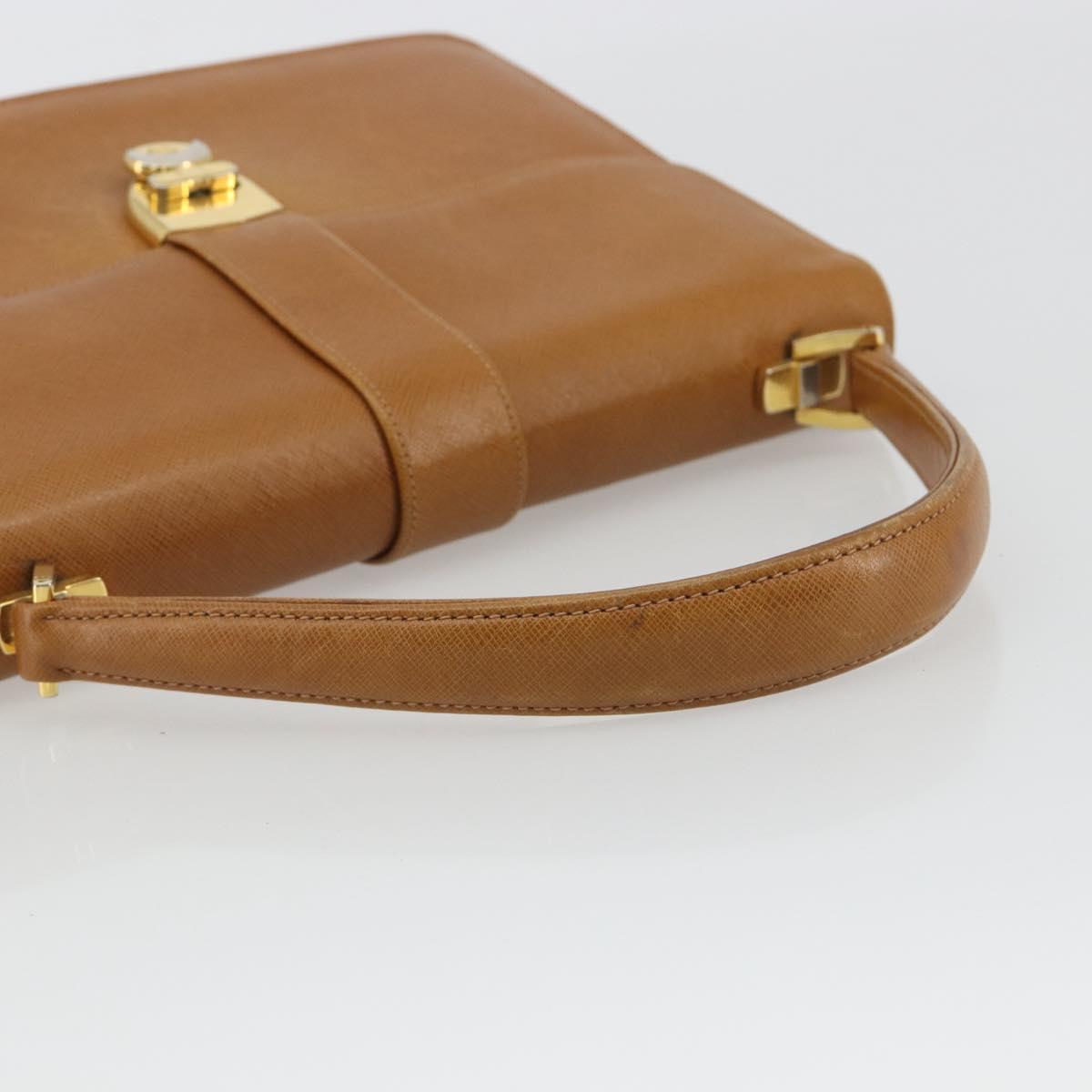 GUCCI Hand Bag Leather Beige Gold Auth 188578