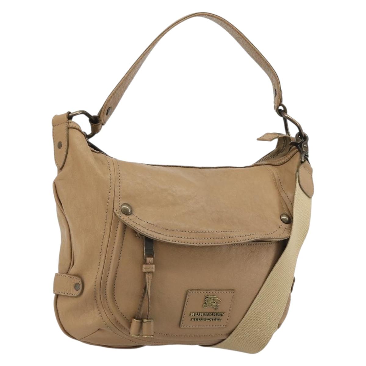 BURBERRY Blue Label Shoulder Bag Leather 2way Beige Auth 188582