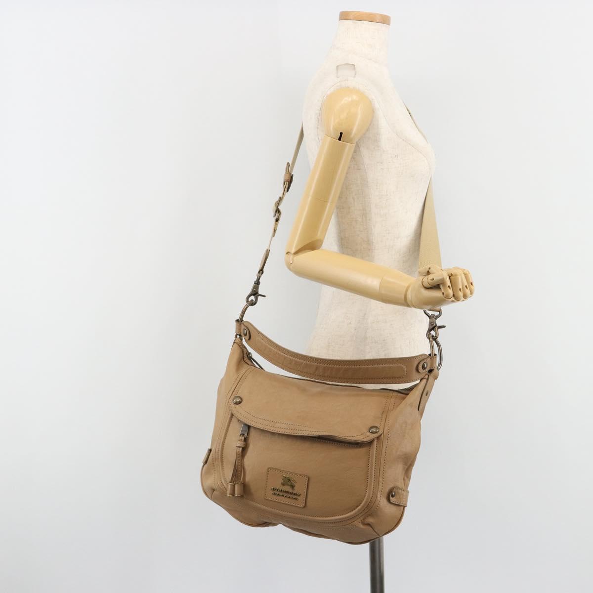 BURBERRY Blue Label Shoulder Bag Leather 2way Beige Auth 188582