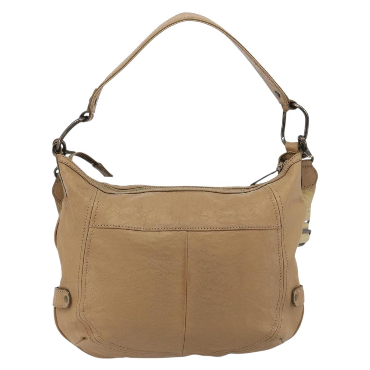 BURBERRY Blue Label Shoulder Bag Leather 2way Beige Auth 188582