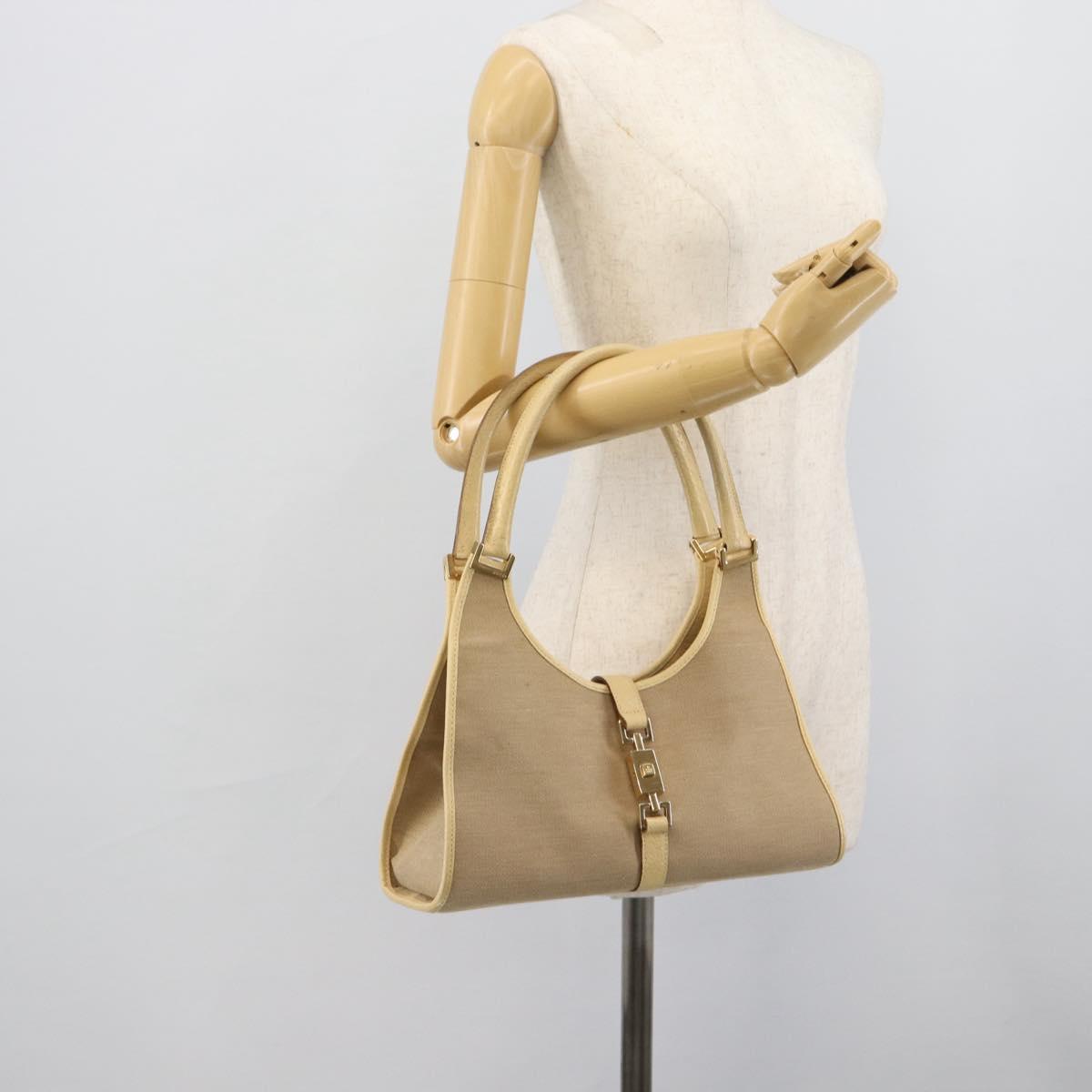 GUCCI Shoulder Bag Canvas Leather Beige Gold 002 1067 Auth 188585A