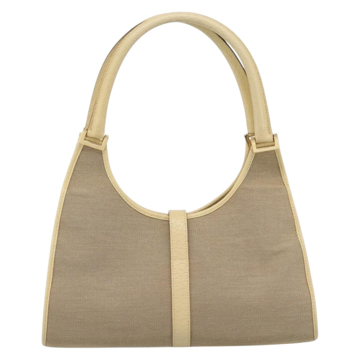 GUCCI Shoulder Bag Canvas Leather Beige Gold 002 1067 Auth 188585A
