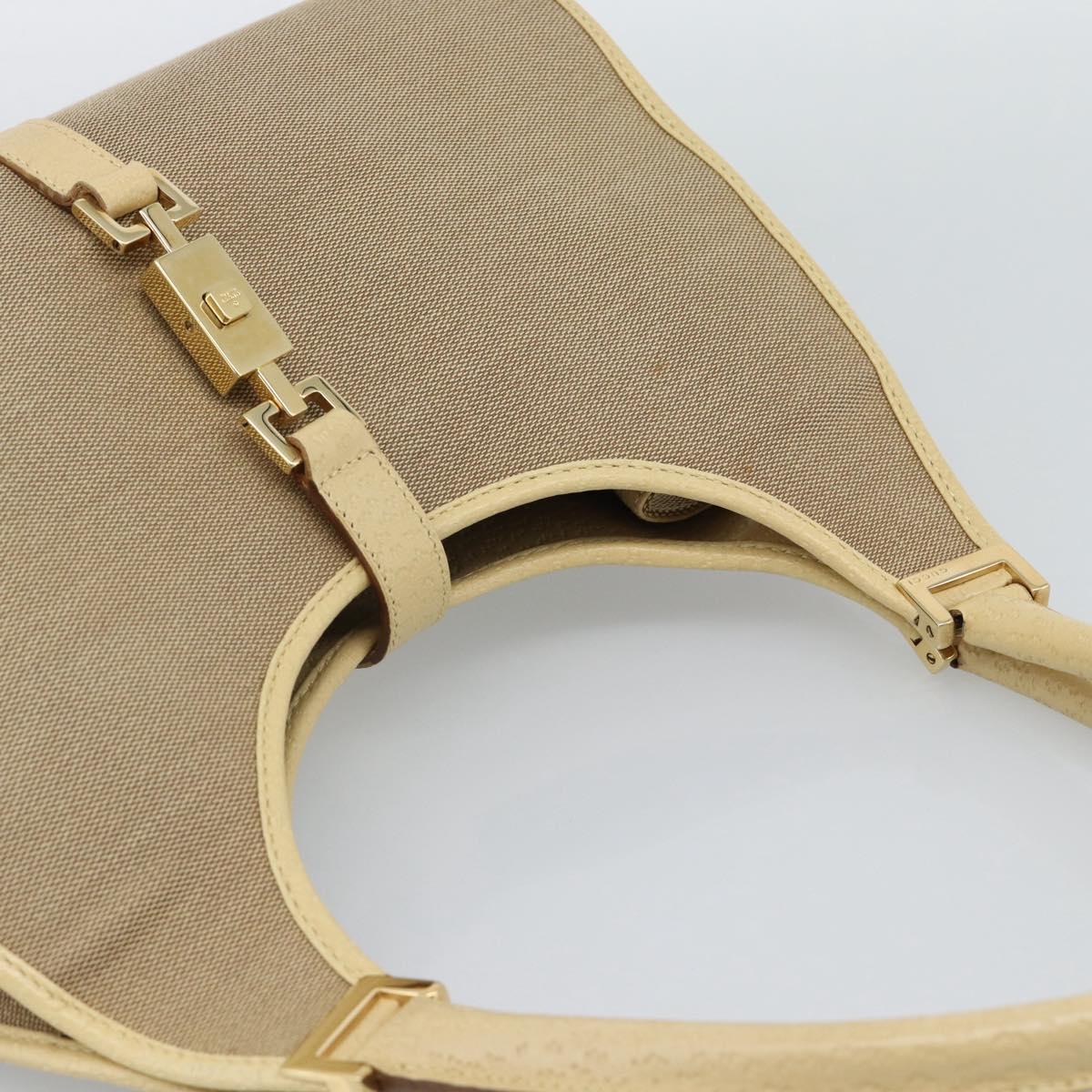 GUCCI Shoulder Bag Canvas Leather Beige Gold 002 1067 Auth 188585A