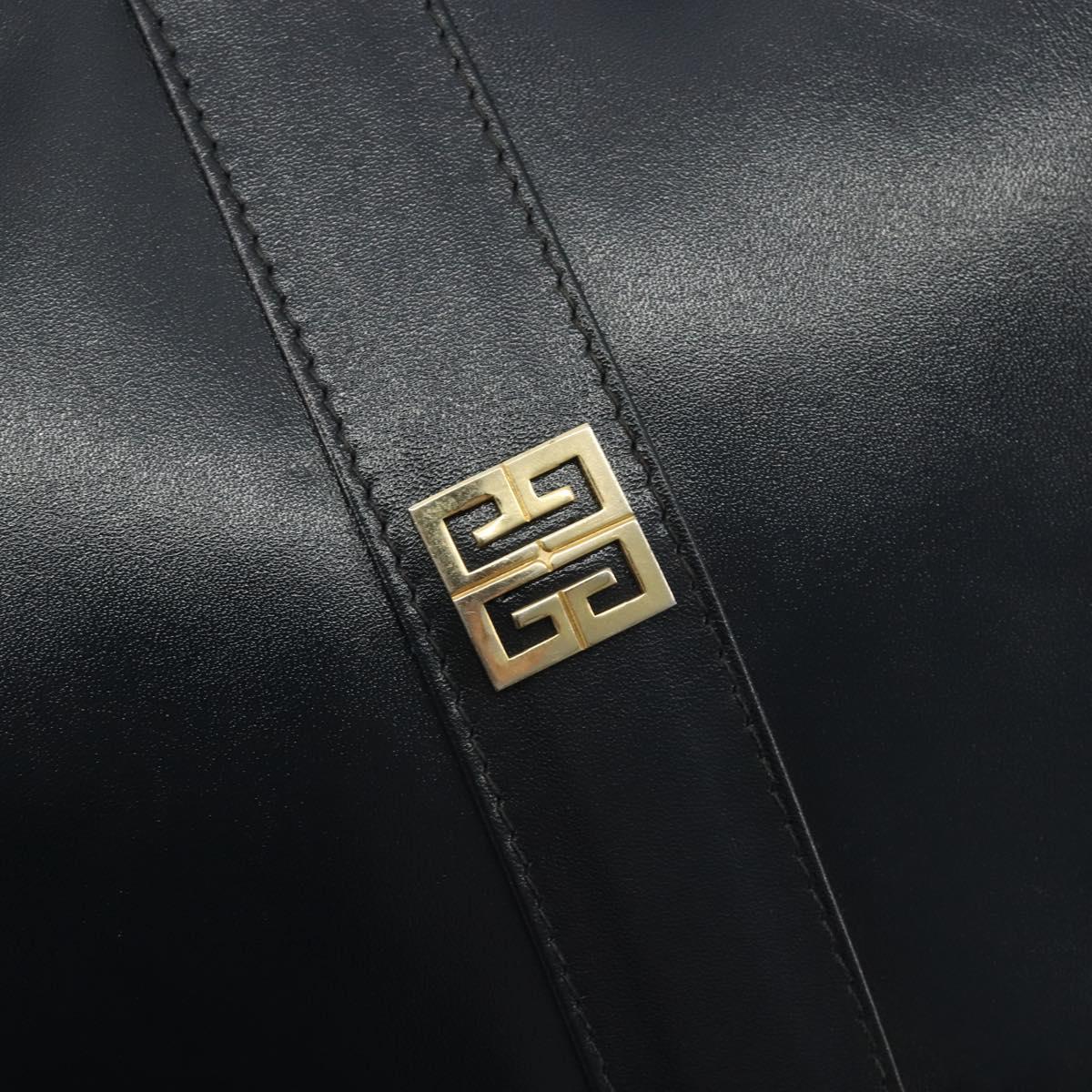 GIVENCHY Shoulder Bag Leather Navy Gold Auth 188588
