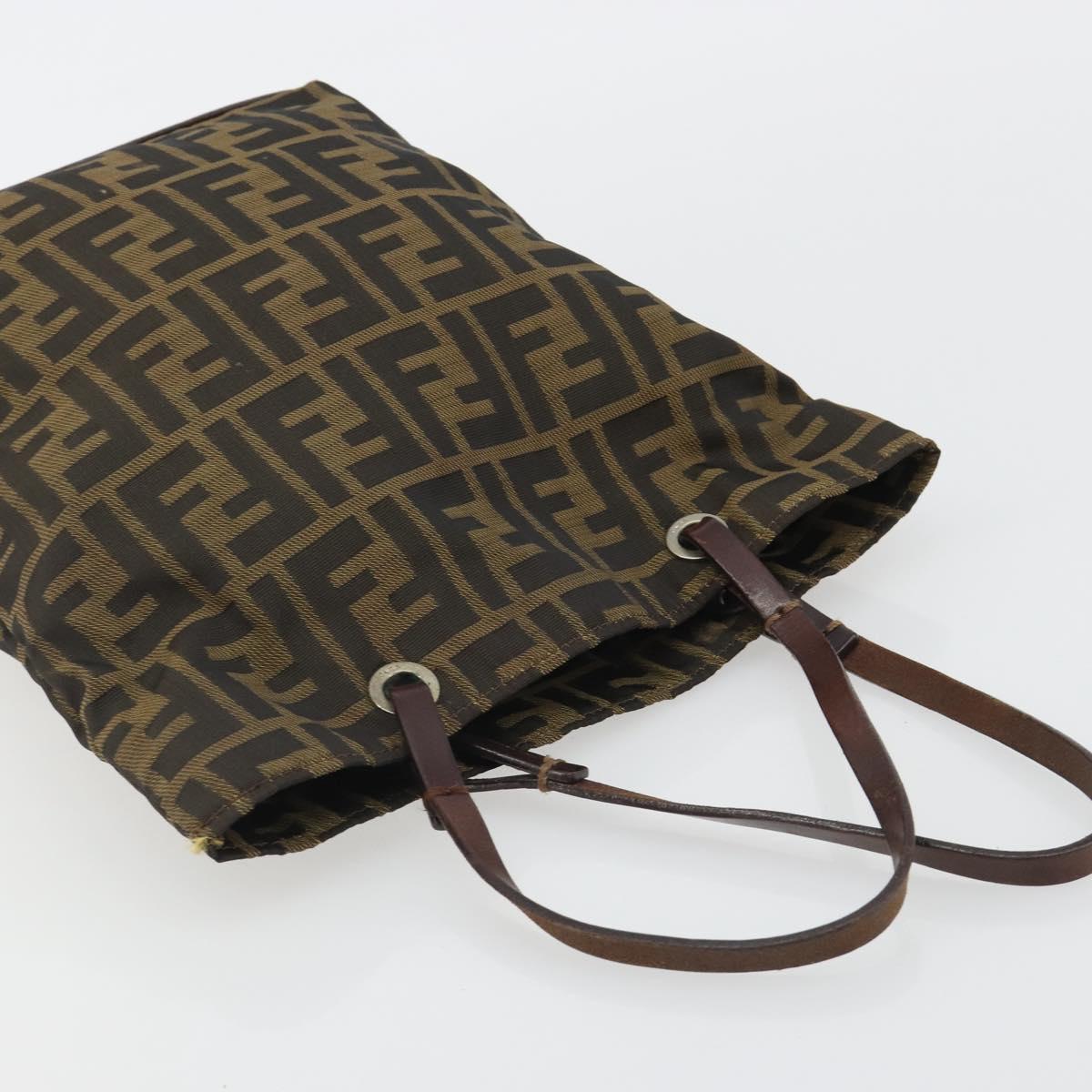 FENDI Zucca Canvas Tote Bag Black Brown Auth 188589