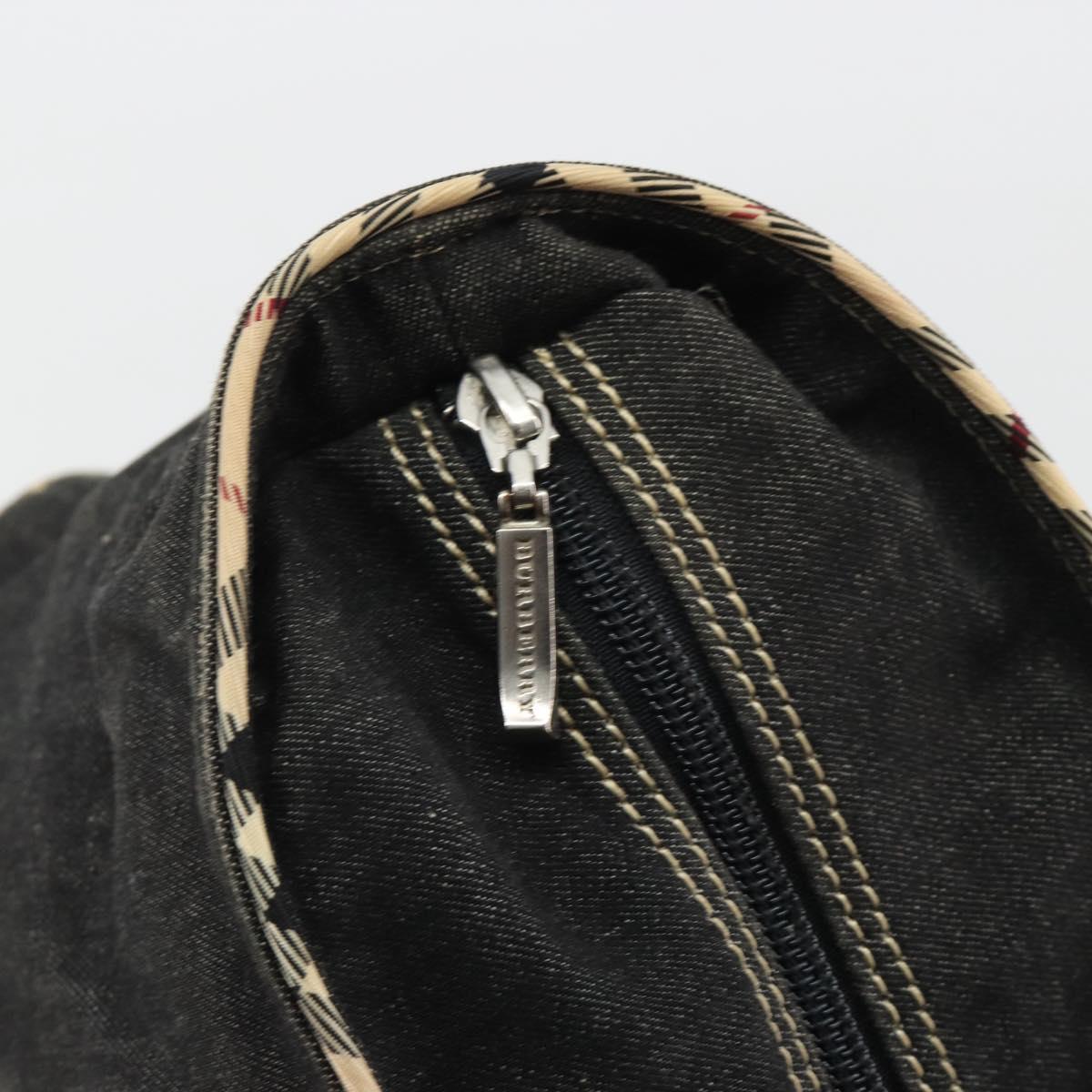 BURBERRY Hand Bag Denim Black Silver Auth 188591A