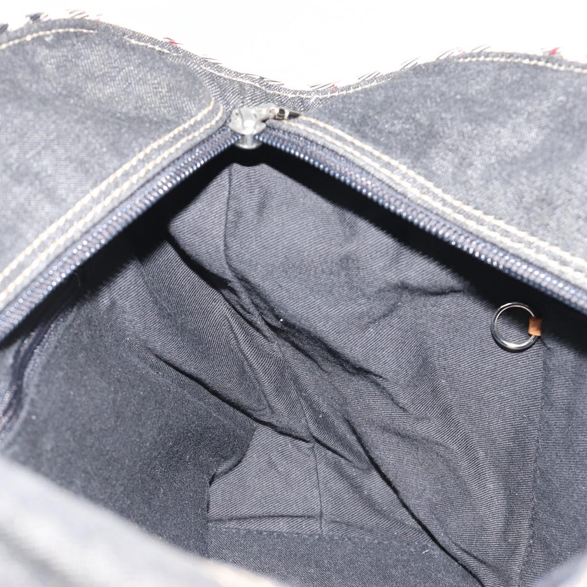 BURBERRY Hand Bag Denim Black Silver Auth 188591A