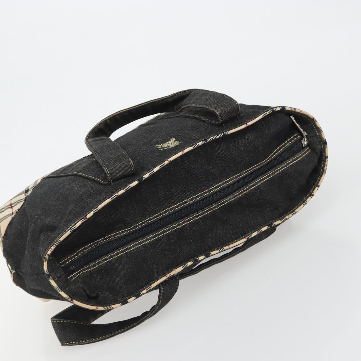 BURBERRY Hand Bag Denim Black Silver Auth 188591A