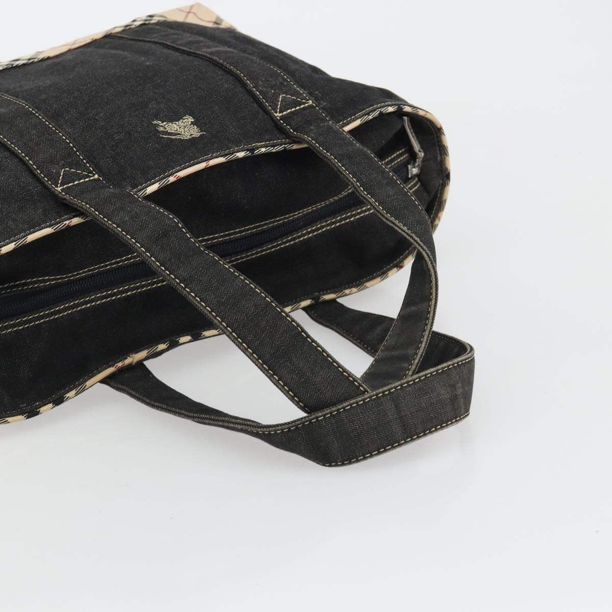 BURBERRY Hand Bag Denim Black Silver Auth 188591A