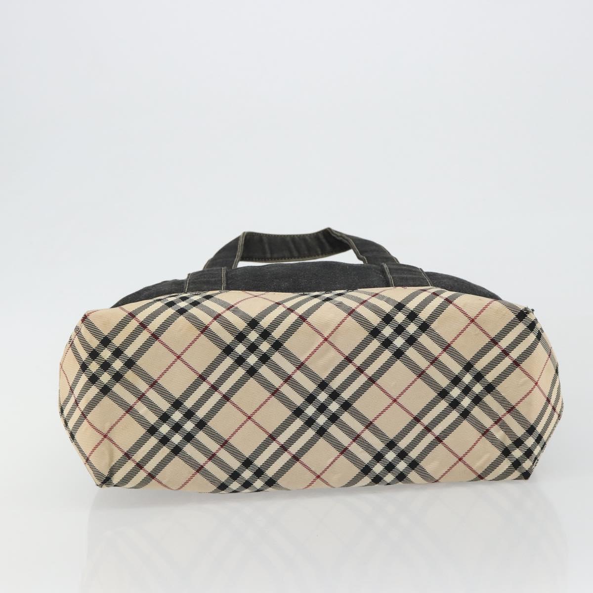 BURBERRY Hand Bag Denim Black Silver Auth 188591A