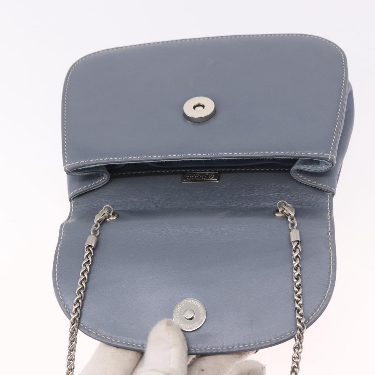 GUCCI Bamboo Hand Bag Leather 2way Light Blue Silver Auth 188593A
