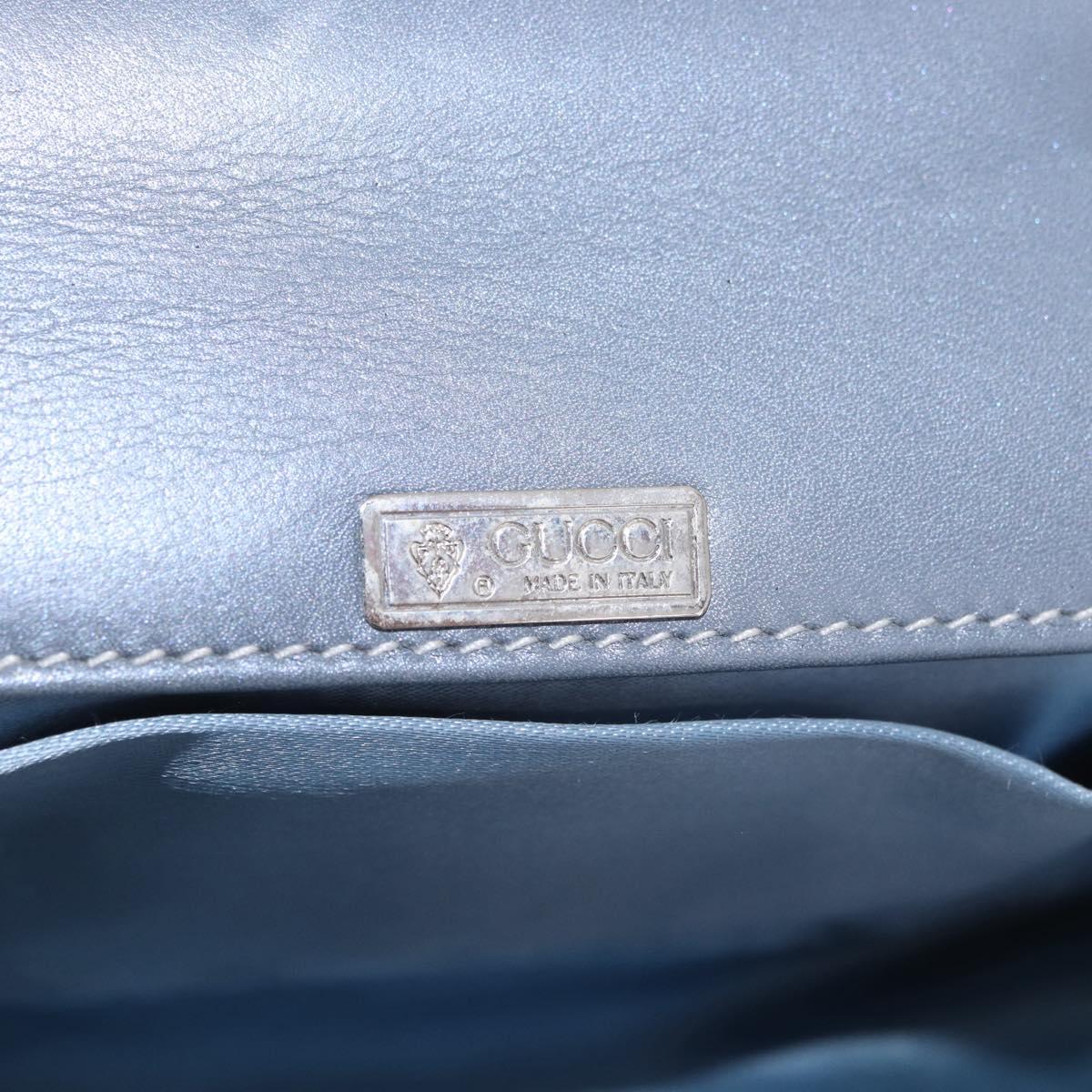 GUCCI Bamboo Hand Bag Leather 2way Light Blue Silver Auth 188593A