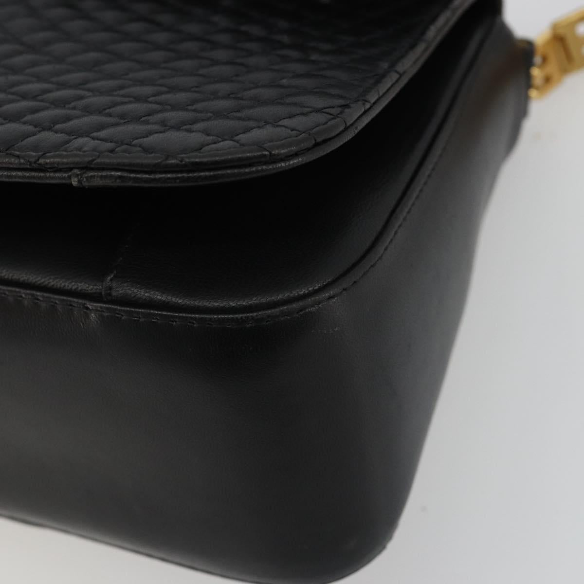 BALLY Shoulder Bag Leather Black Gold Auth 188596A