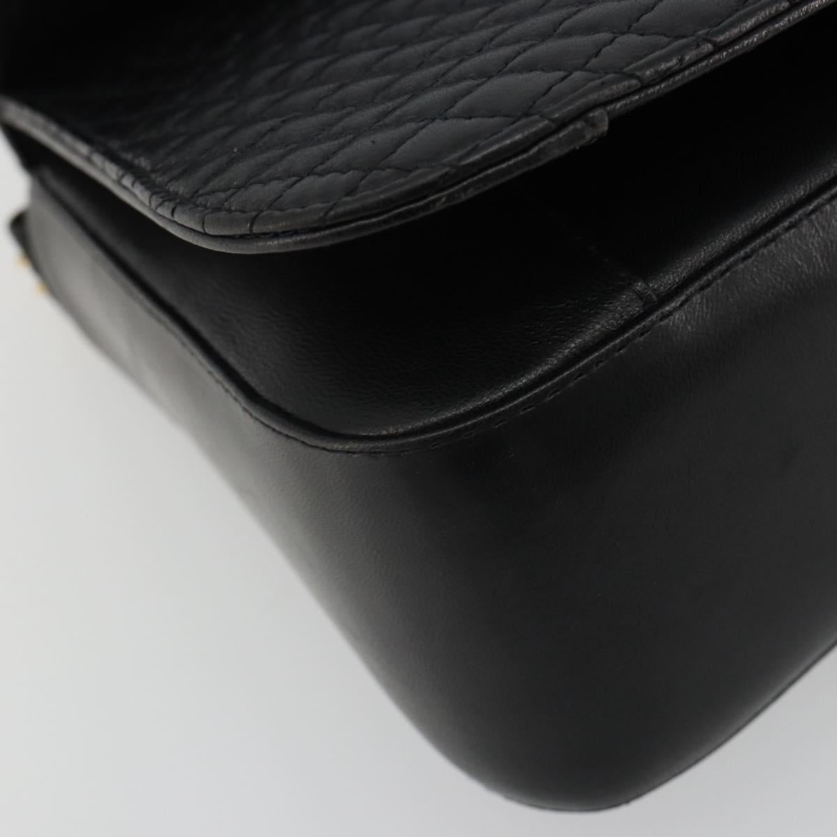 BALLY Shoulder Bag Leather Black Gold Auth 188596A