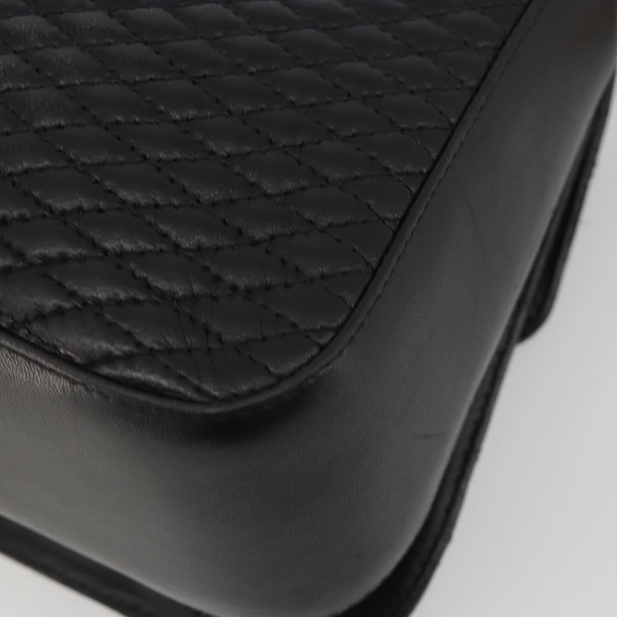 BALLY Shoulder Bag Leather Black Gold Auth 188596A
