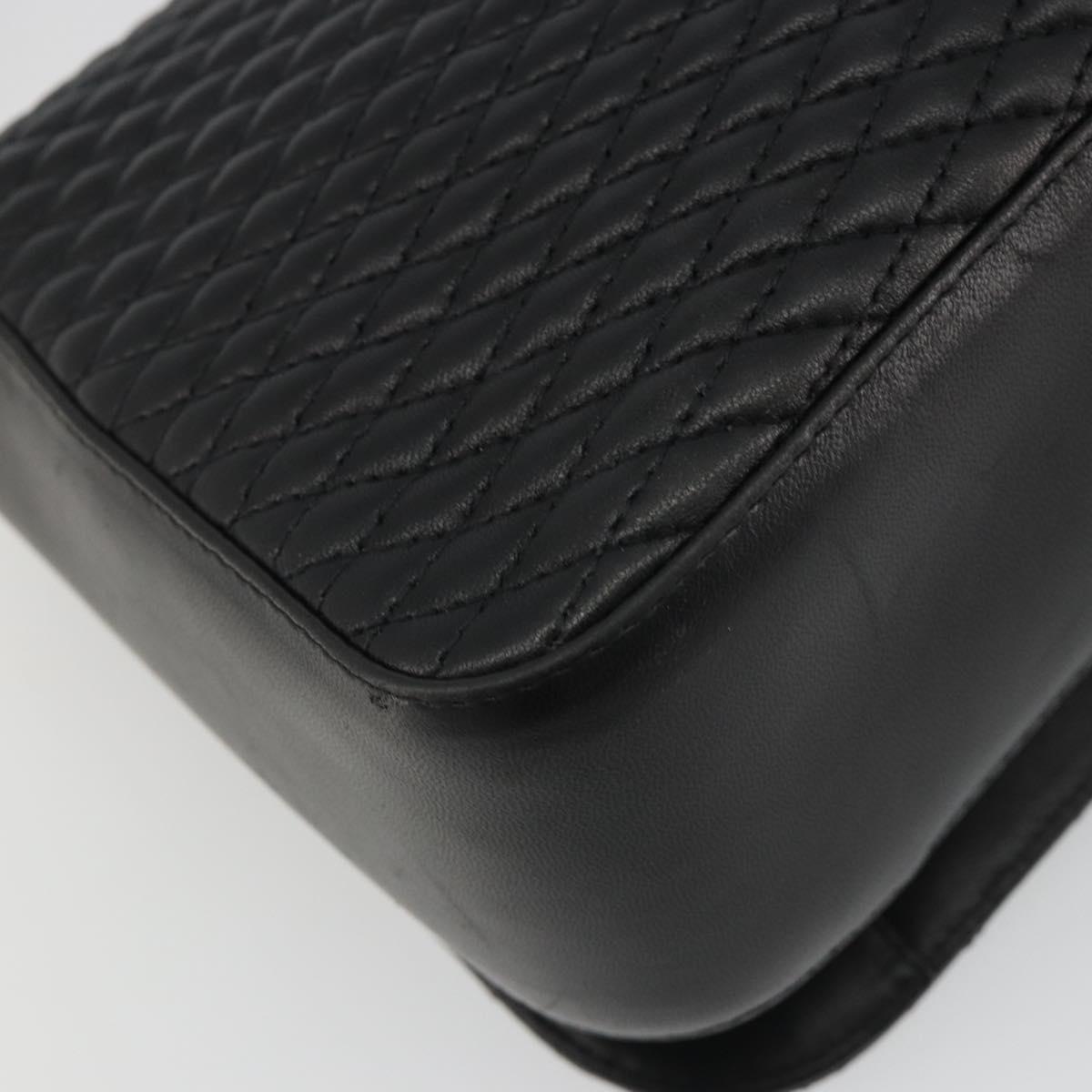 BALLY Shoulder Bag Leather Black Gold Auth 188596A
